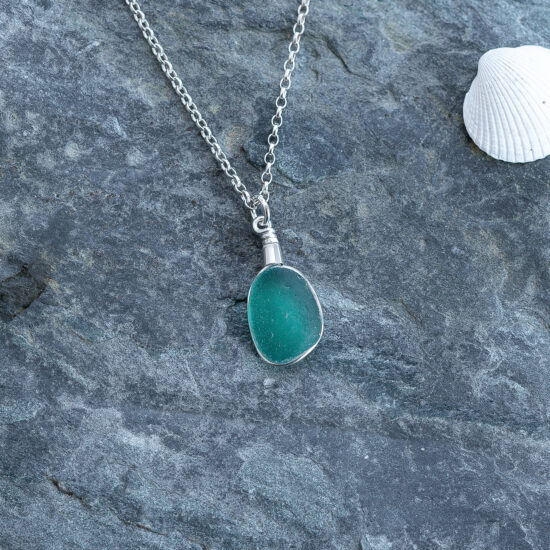 Sea Glass Pendant Teal Rare - Image 4