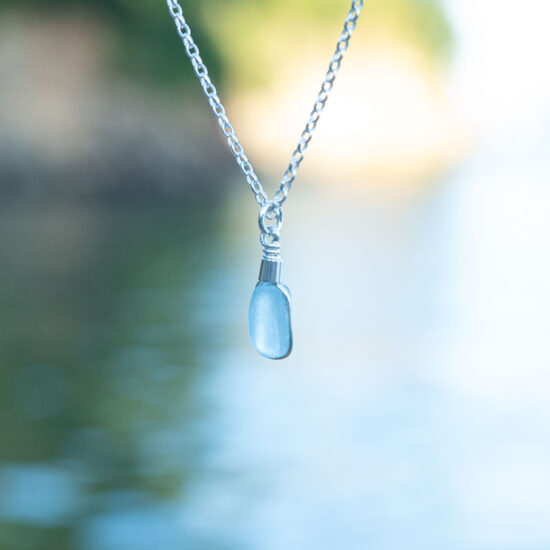 Sea Glass Pendant Cornflower Blue Rare - Image 5