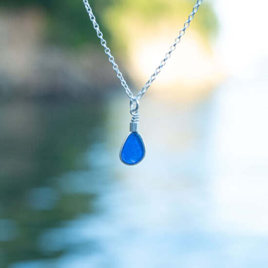 Sea Glass Pendant Cobalt Blue Rare - Image 4