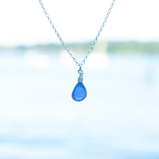 Sea Glass Pendant Cobalt Blue Rare - Image 3