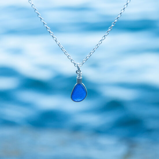Sea Glass Pendant Cobalt Blue Rare - Image 2