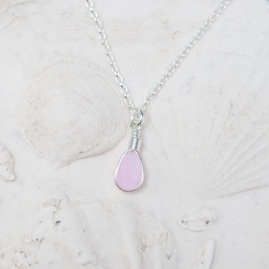 Sea Glass Pendant pink ultra rare
