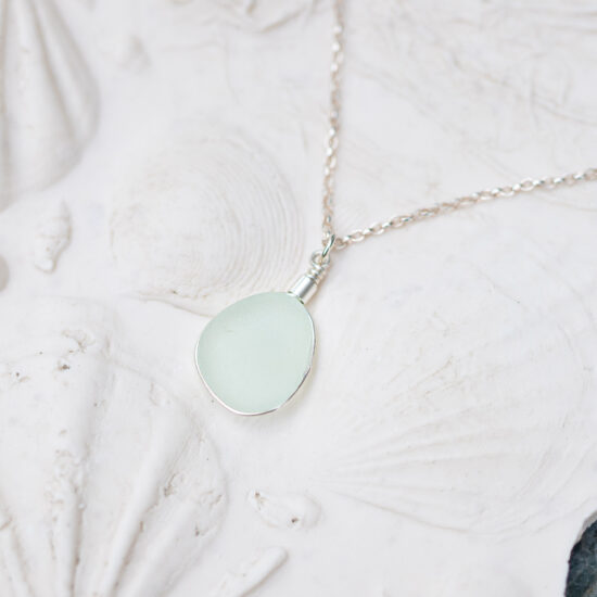 Sea glass pendant aqua