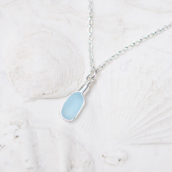 Sea Glass Pendant Cornflower Blue Rare