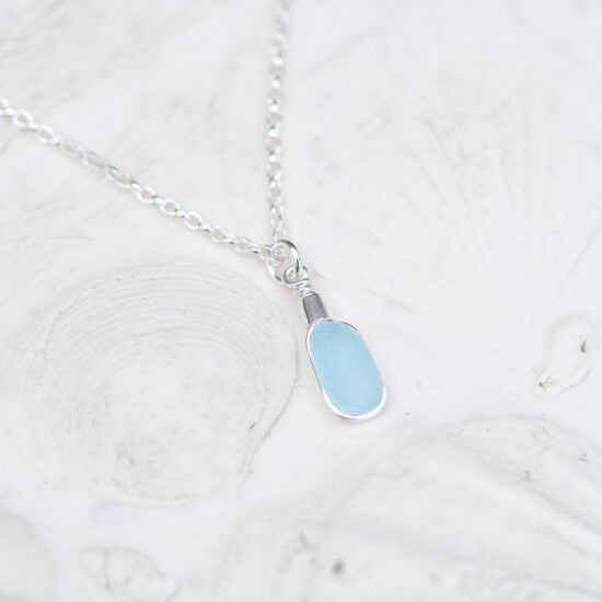Sea Glass Pendant Cornflower Blue Rare - Image 7