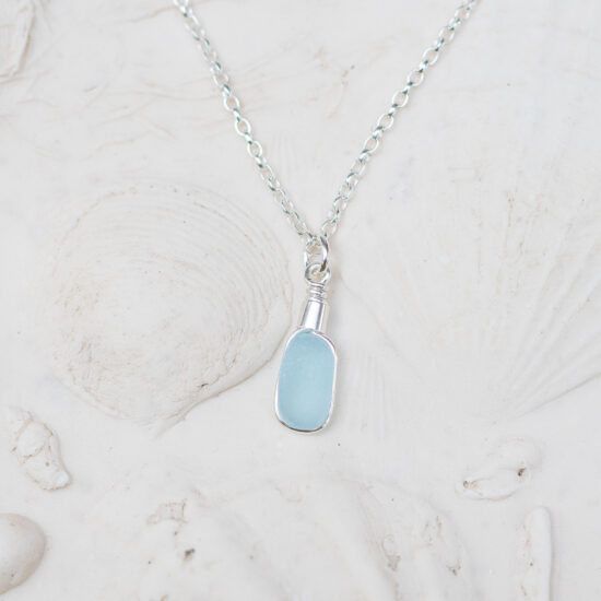 Sea Glass Pendant Cornflower Blue Rare - Image 6
