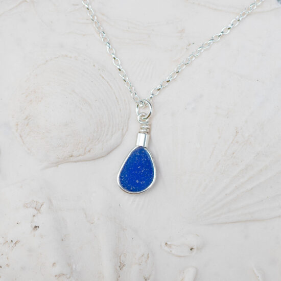 Sea Glass Pendant Cobalt Blue Rare