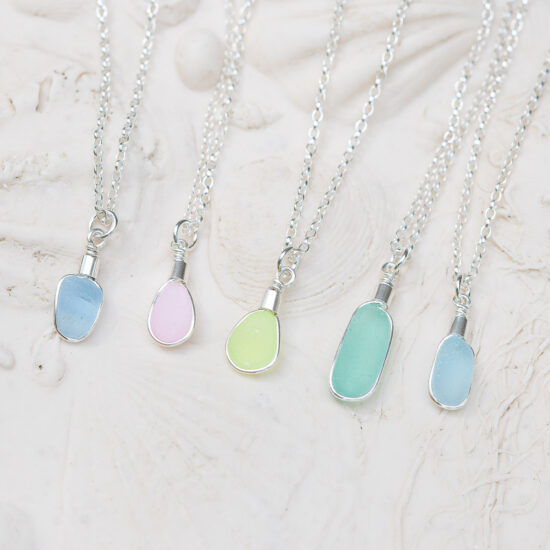 Sea Glass Pendant Cornflower Blue Rare - Image 9