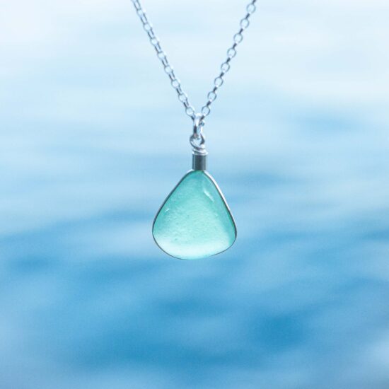 Sea glass pendant seafoam green