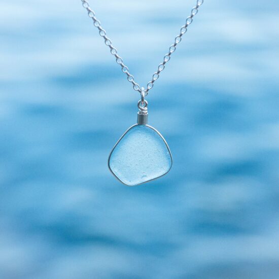 RARE FIND - Sea glass pendant cornflower blue