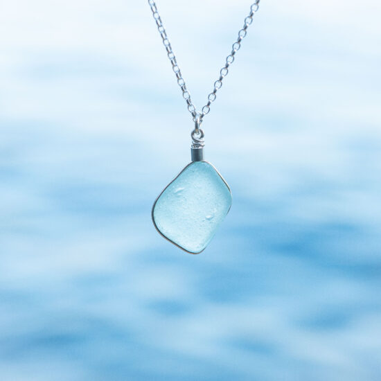 Sea glass pendant aqua