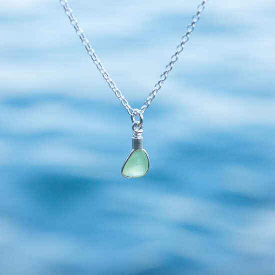 Sea glass pendant seafoam green
