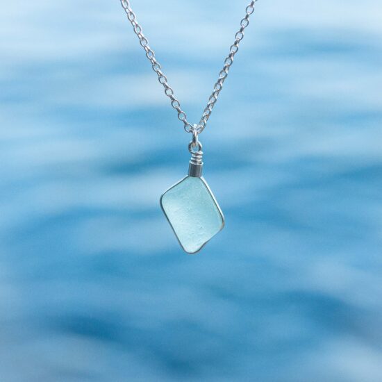 Sea glass pendant aqua
