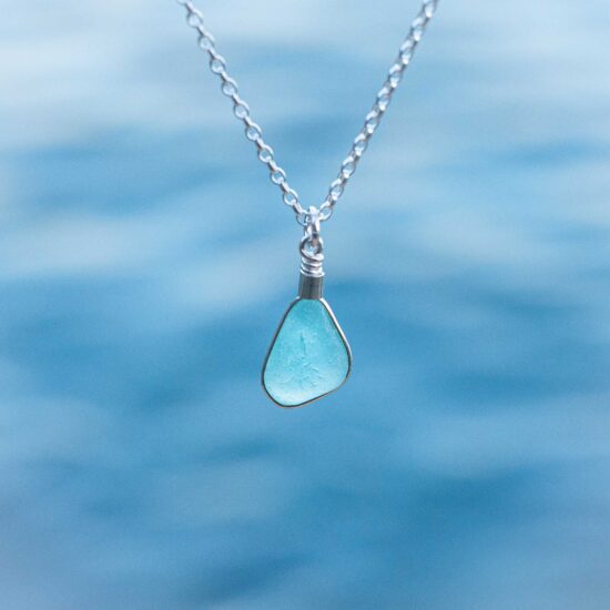 Sea glass pendant aqua