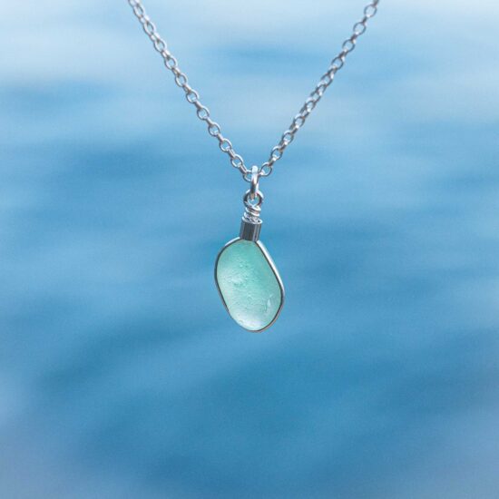 Sea glass pendant seafoam green