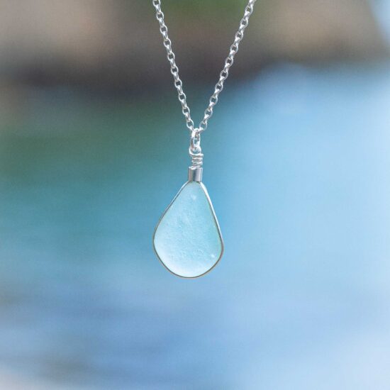 Sea glass pendant aqua - Image 3