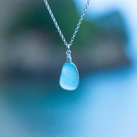 Sea glass pendant aqua - Image 3
