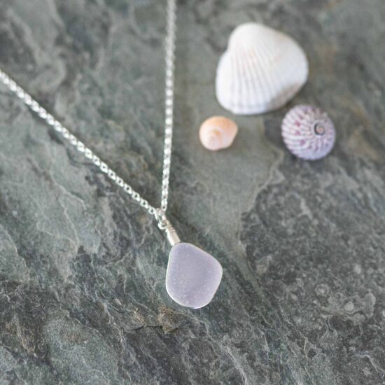 RARE FIND - Sea glass pendant pale lavender
