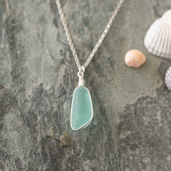 RARE FIND - Sea glass pendant aqua bottle stopper