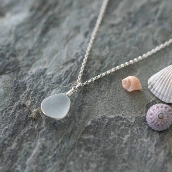 Sea glass pendant white