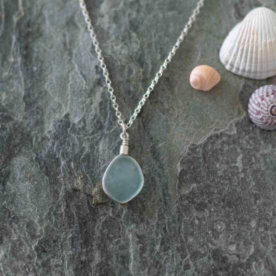 RARE FIND - Sea glass pendant pale blue grey - Image 4