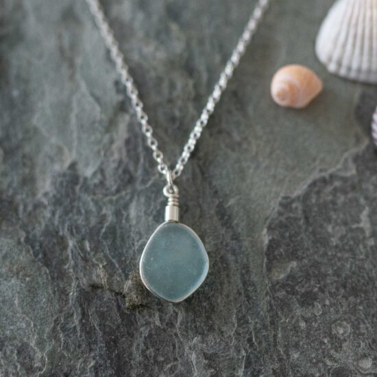 RARE FIND - Sea glass pendant pale blue grey - Image 5
