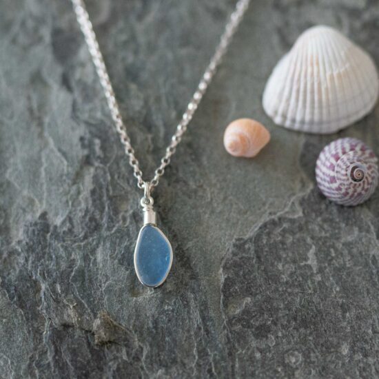 RARE FIND - Sea glass pendant cornflower blue - Image 2