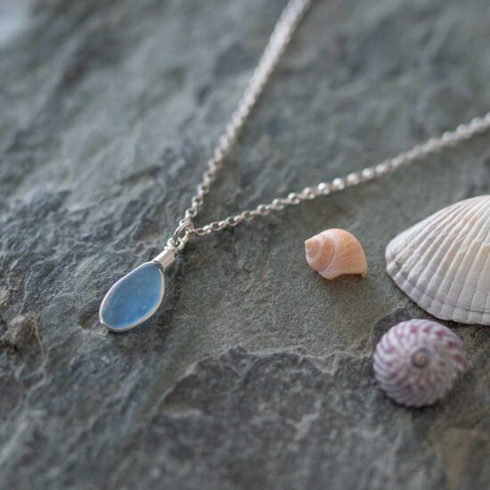 RARE FIND - Sea glass pendant cornflower blue