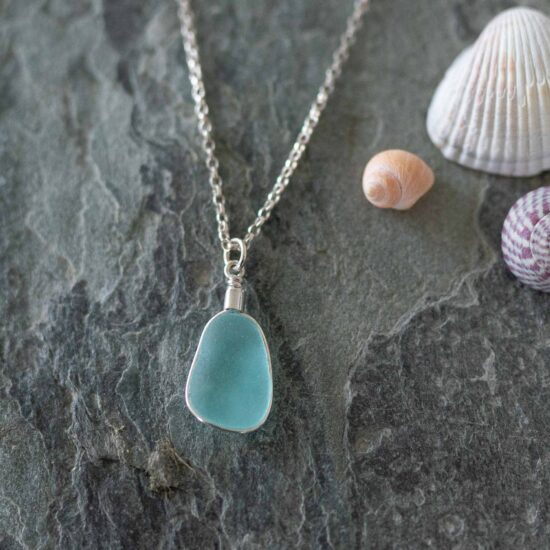 Sea glass pendant aqua