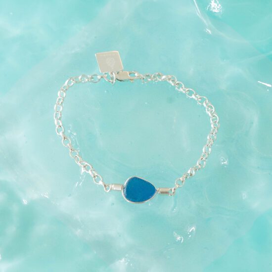 Sea Glass Bracelet Cobalt Blue - Image 3