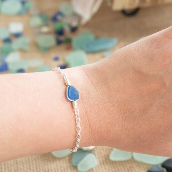 Sea Glass Bracelet Cobalt Blue - Image 4