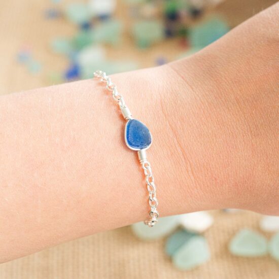 Sea Glass Bracelet Cobalt Blue - Image 2