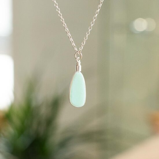 RARE FIND - Opaque sea glass pendant mint