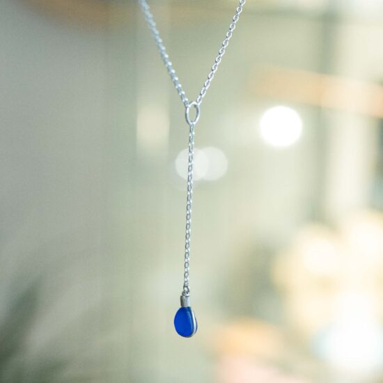 RARE FIND Sea Glass Lariat Bright Cobalt Blue - Image 2