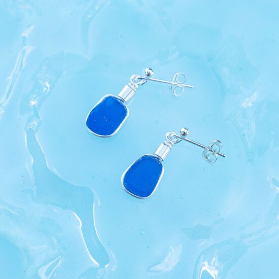 RARE FIND - sea glass stud earrings blue