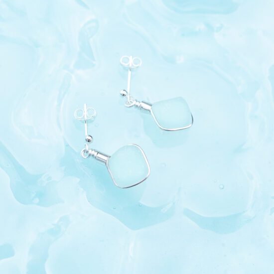 Sea glass stud earrings pale aqua - Image 5