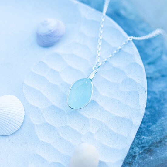 Sea glass pendant aqua - Image 4