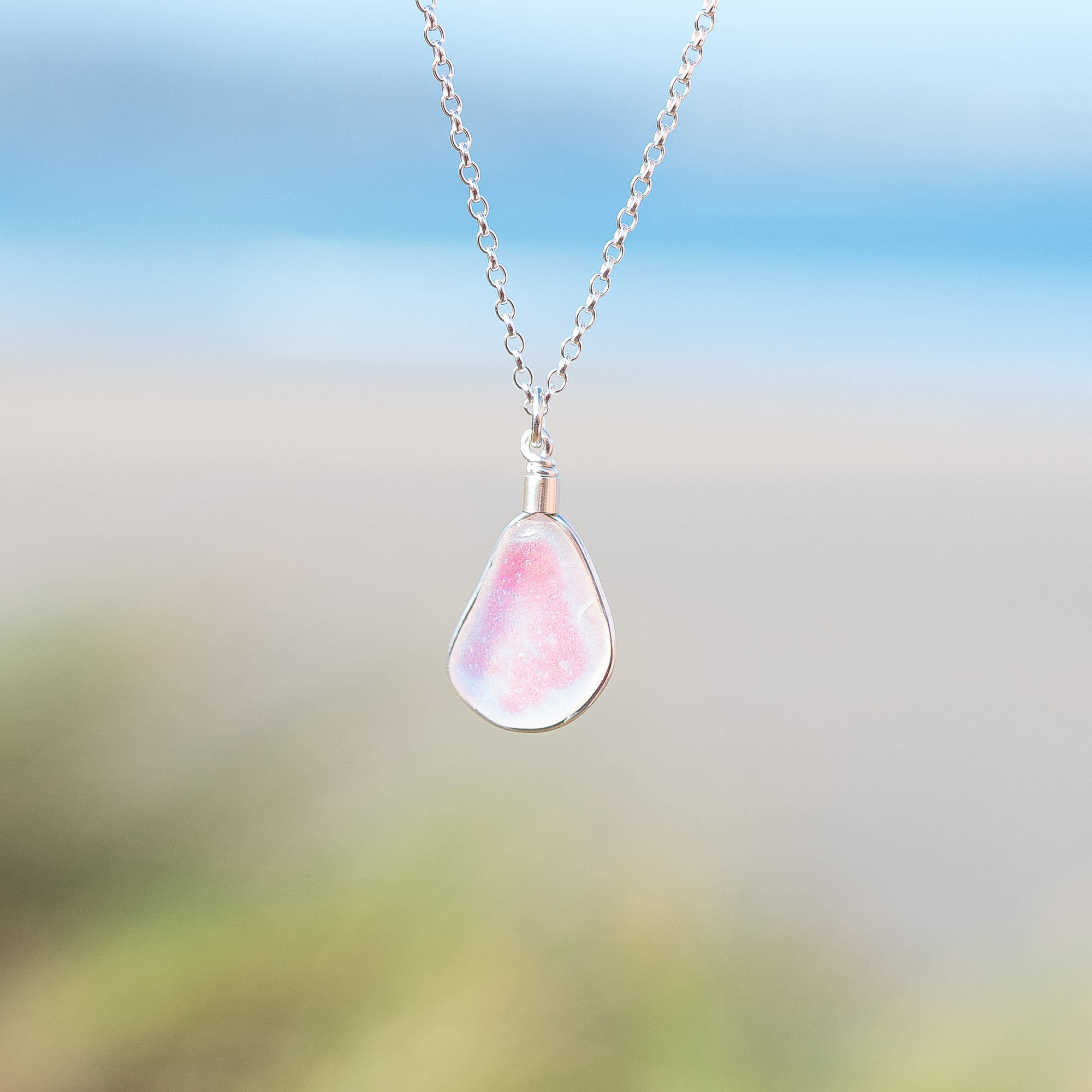 RARE FIND - Sea glass pendant pink