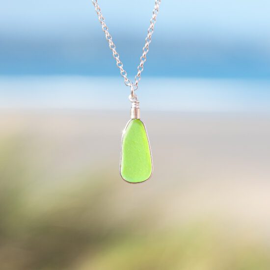 RARE FIND - Sea glass pendant lime green