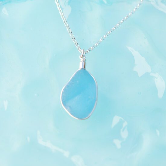 RARE FIND Sea glass pendant - cornflower blue