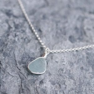 Sea Glass pendants sterling silver cornwall Newquay handmade beachcombed surf jewellery aqua belcher chain 14" 16" 18" 20" 22" sand waves ocean beach mermaid boho recycled bohemian womens girls plastic free handmade recycled