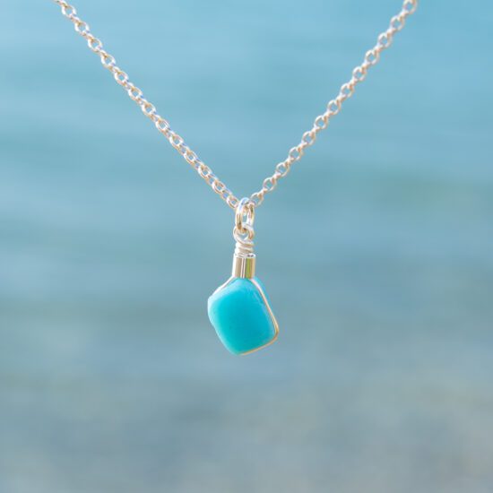 RARE FIND - Sea glass pendant turquoise milk glass