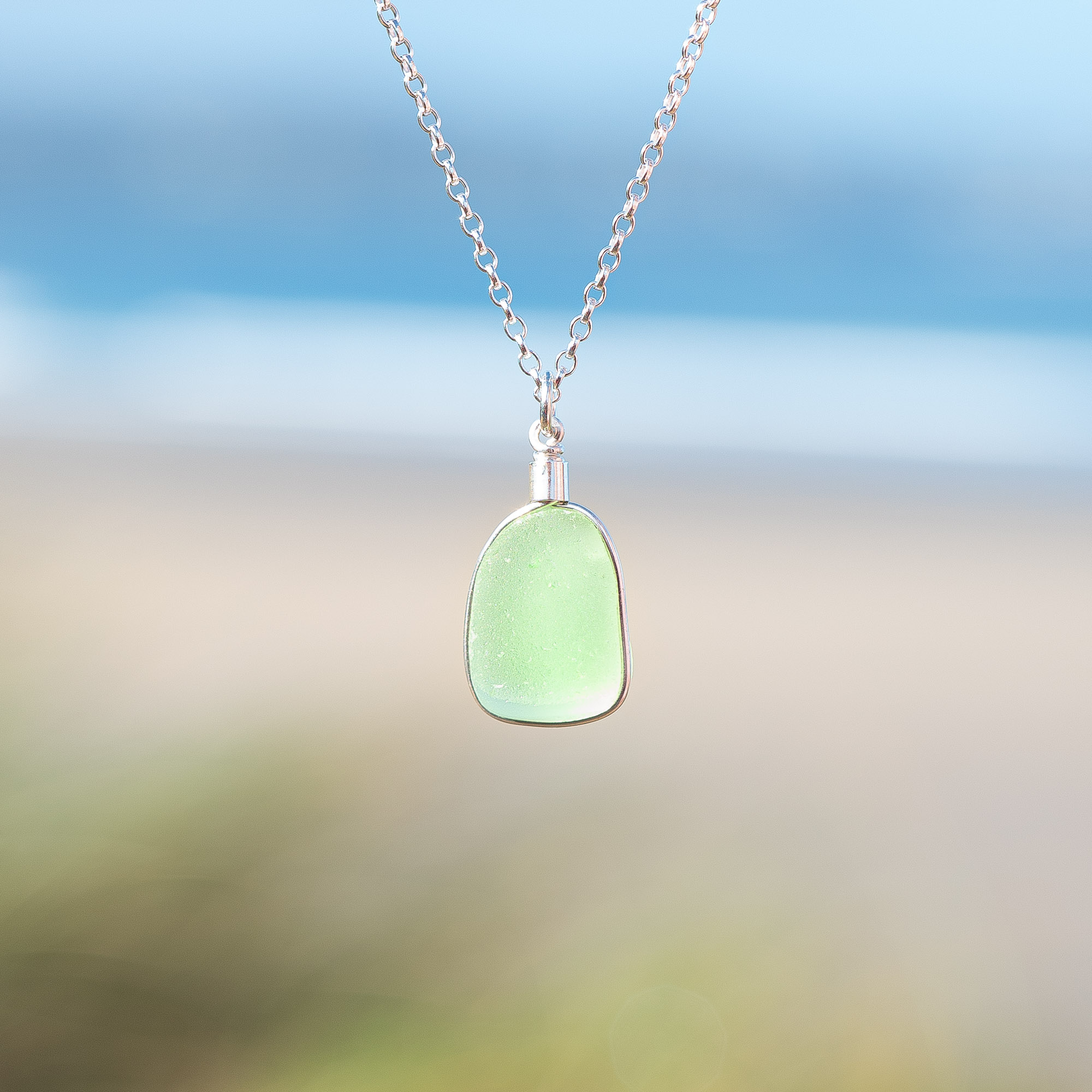 ULTRA RARE FIND - Sea glass pendant UV green
